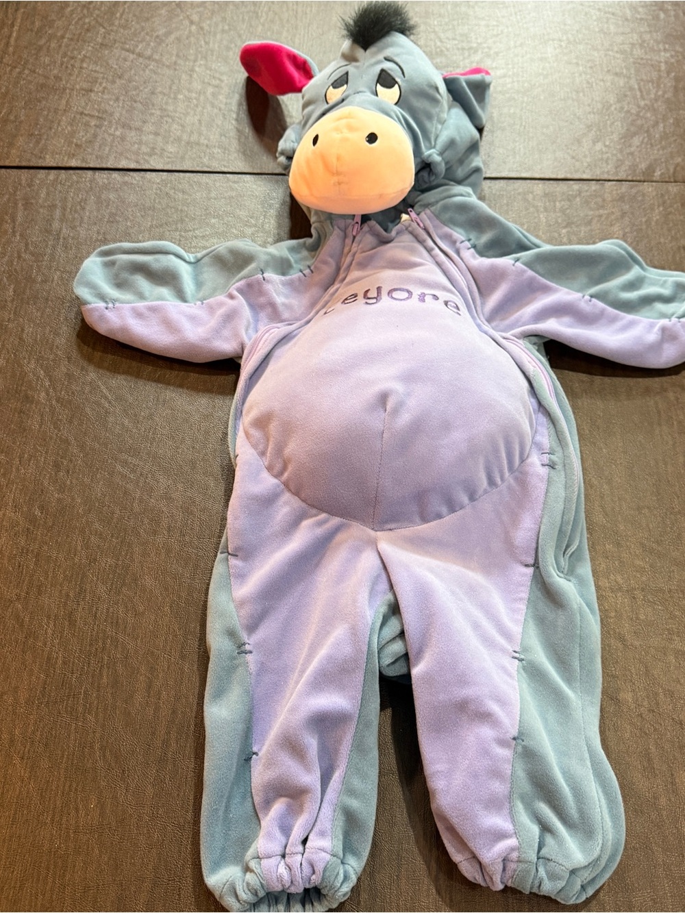 Disney Catalog Eeyore Plush Hooded Kids One-Piece - Light Purple and Gray Sz 6M